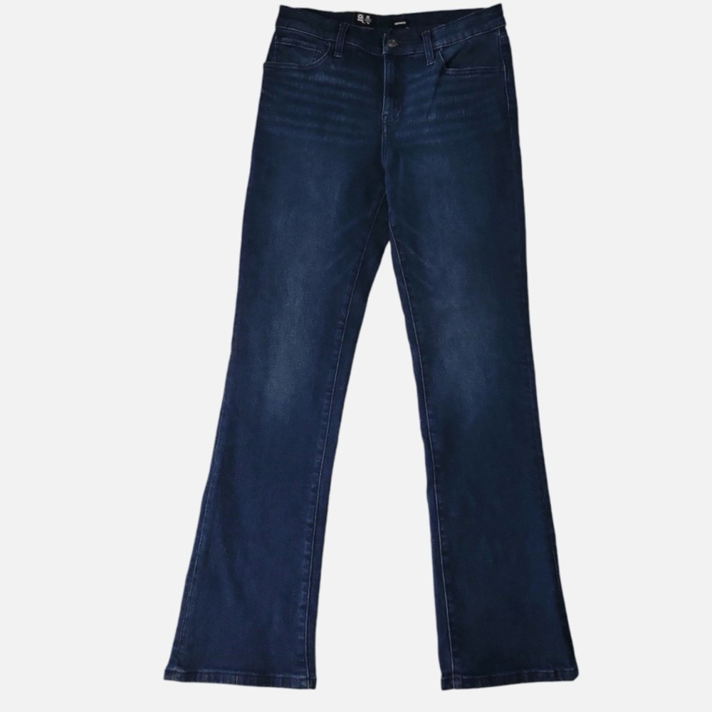 Express High Rise Dark Blue Flare Jeans – Size